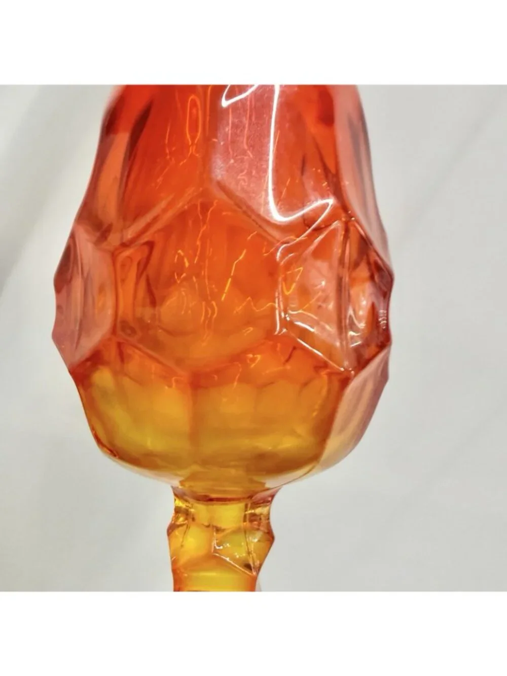 Vintage Amberina Art Glass Swung Vase Pedestal 14 Inch Orange Yellow MCM Decor